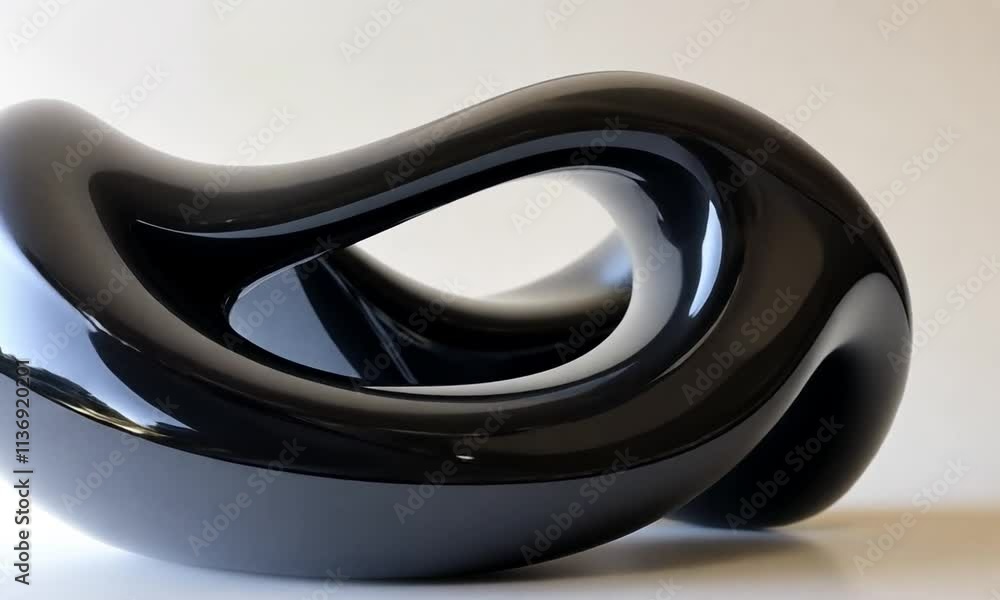 Abstract black glossy sculpture with flowing lines and organic shapes. Abstract black glossy sculpture with flowing lines and organic shapes.