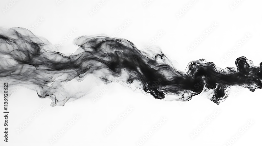 Abstract Black Ink Swirls on White Background Abstract Black Ink Swirls on White Background
