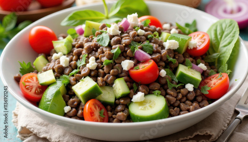 A Bowl of Colorful Lentil Salad