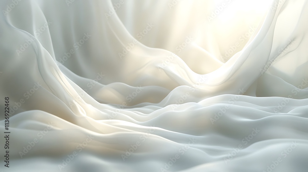 Fototapeta premium Draped White Fabric Illuminated By Soft Light