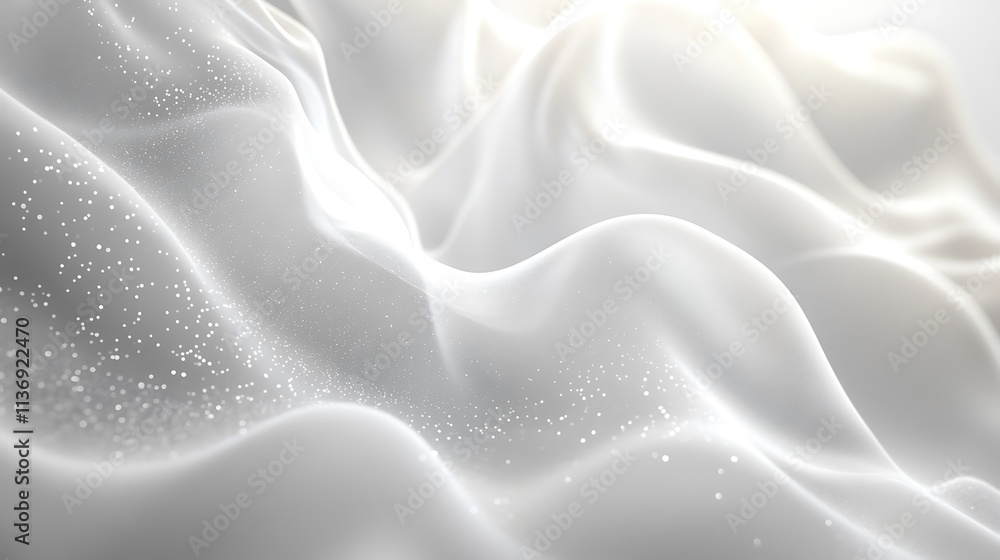 Fototapeta premium Abstract White Fabric with Glimmering Particles