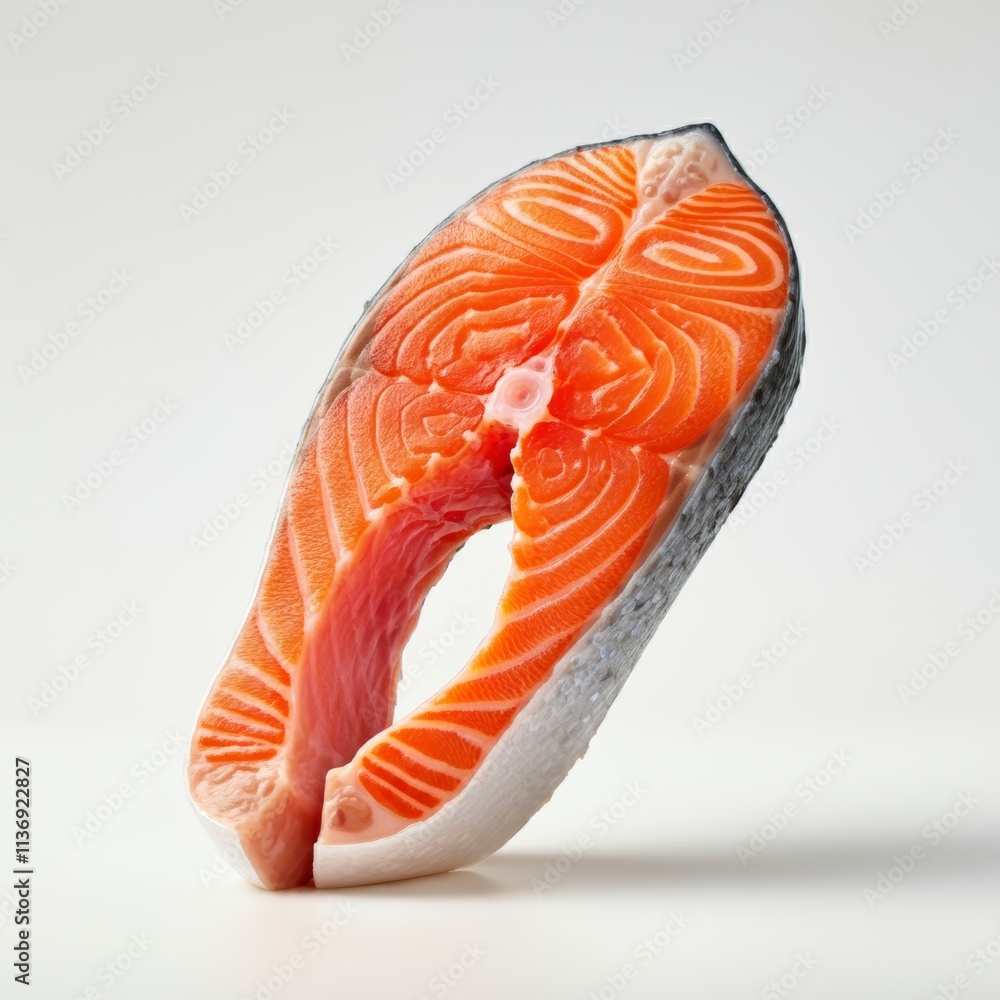 Slice of fresh salmon isolated on a white background.
Slice of fresh salmon isolated on a white background.