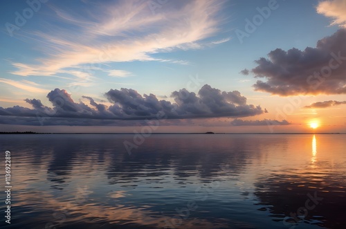 夕焼け, 空, 水, 海, 太陽, 日の出, 湖, 海, 雲, 風景,  photo