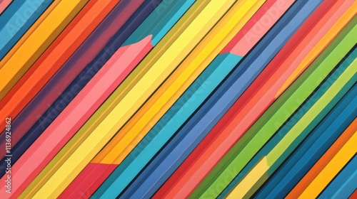 A dynamic array of diagonal stripes in bright colors creates a lively and cheerful atmosphere, inspiring creativity and fun. Generative AI