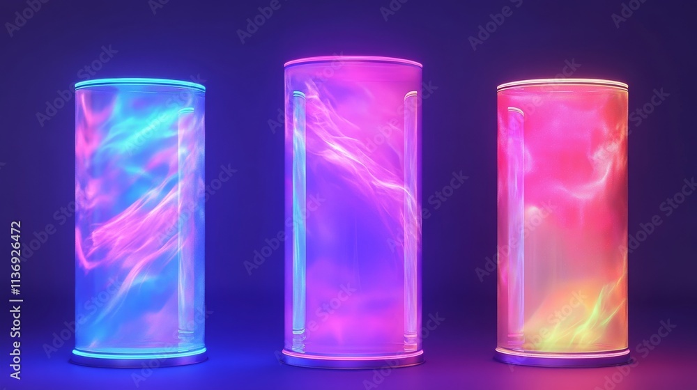 3D neon-lit pedestal designed as a mockup podium for presentations or displays 3D neon-lit pedestal designed as a mockup podium for presentations or displays