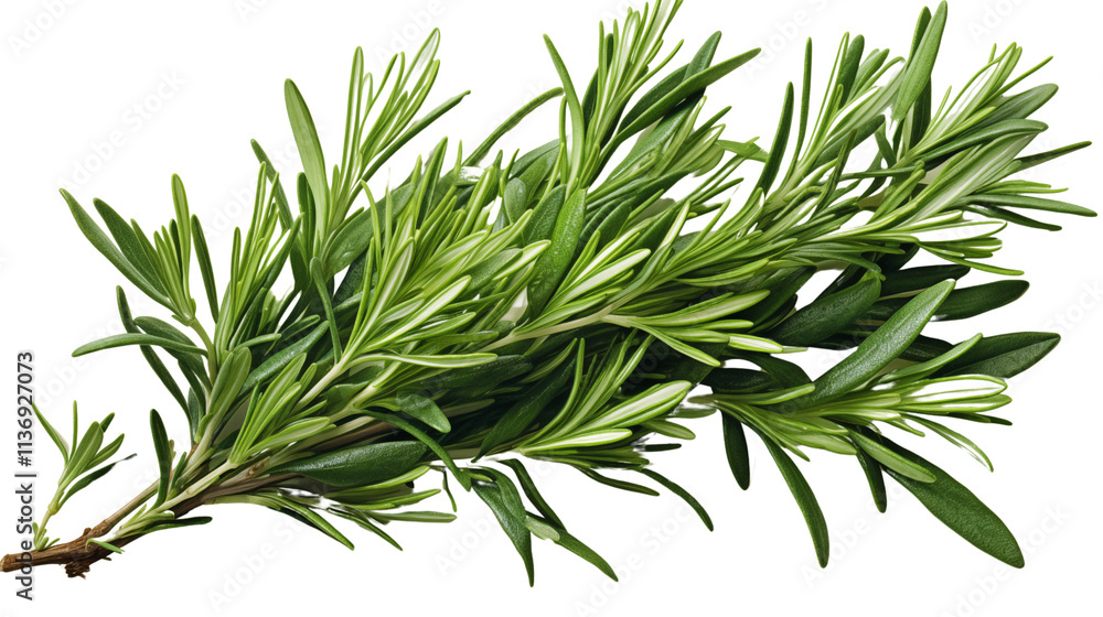 Fototapeta premium Artistic watercolor of rosemary sprigs with delicate green leaves, perfect for culinary visuals, isolated on transparent background.