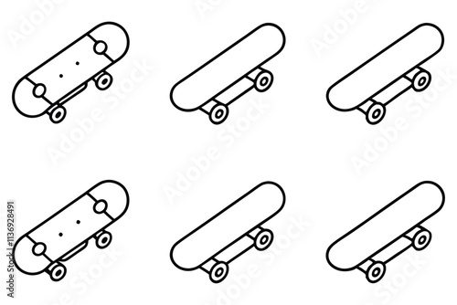 Skateboard icon line art creative symbol