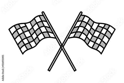 Racing flag icon line art graphic