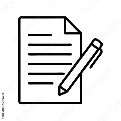 pen and paper icon, poet’s day line art, poets icon - simple black line art icon of pen and paper, symbolizing poets day celebrations. poet vector art.