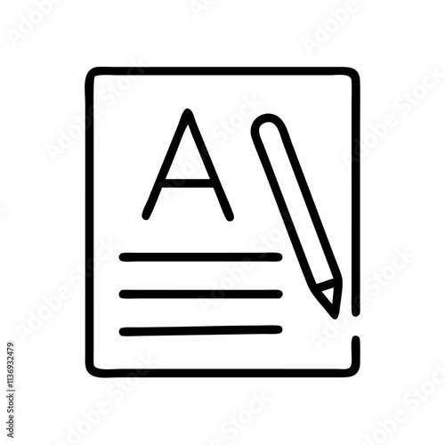 handwriting style font icon, poet’s day line art, poets icon - simple black line art icon of handwriting style font, symbolizing poets day celebrations. poet vector art.