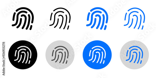 Finger print icon. Identity button. Thumbprint symbol. Security password sign. Privacy pictogram. Biometric key illustration.