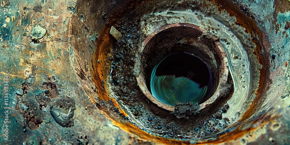 Close-up of Corroded Metal Cylinder with Dark Liquid Close-up of Corroded Metal Cylinder with Dark Liquid
