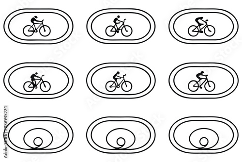 Cycling velodrome line art minimalist drawing