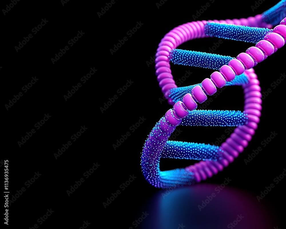 A 3D illustration of a colorful DNA molecule, representing the concept of the genetic code's structure. A 3D illustration of a colorful DNA molecule, representing the concept of the genetic code's structure.