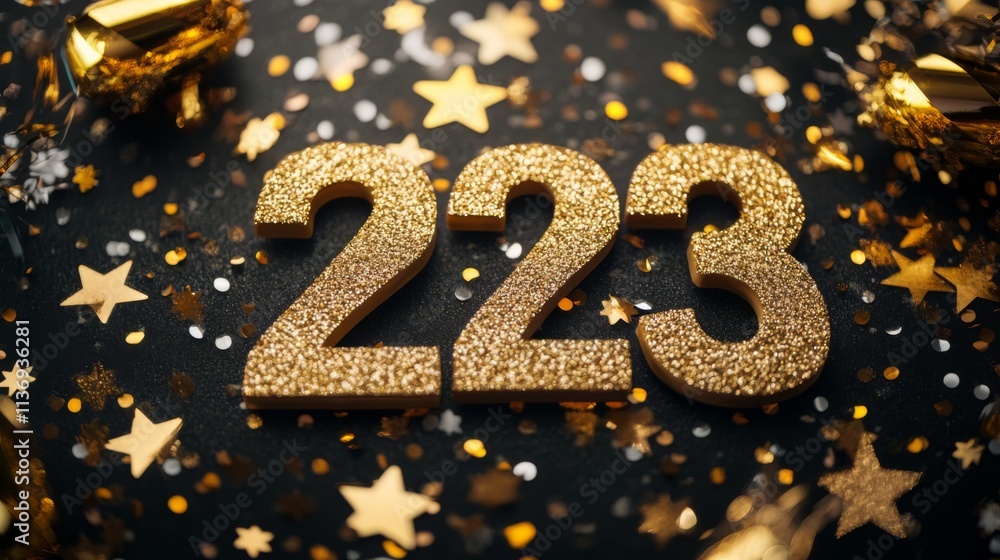 Golden 223 Celebration with Sparkle Confetti Golden 223 Celebration with Sparkle Confetti