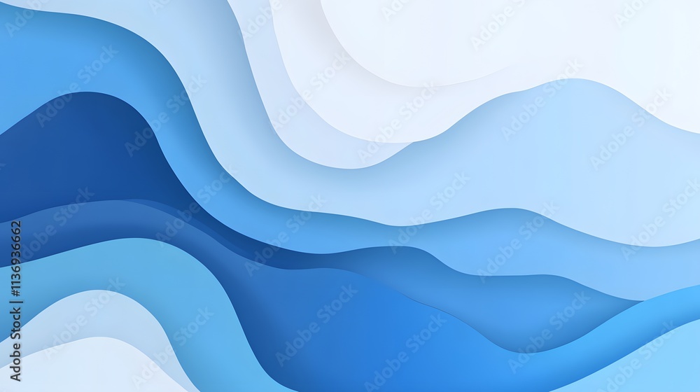 Obraz premium Abstract Blue Wave Papercut Design Background