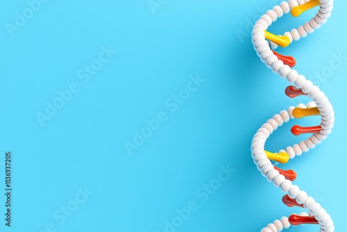 A conceptual medical backdrop with a 3D depiction of blue double helix DNA molecules, showcasing their technological uses in bioinformatics, genetic engineering, forensic DNA profiling, and