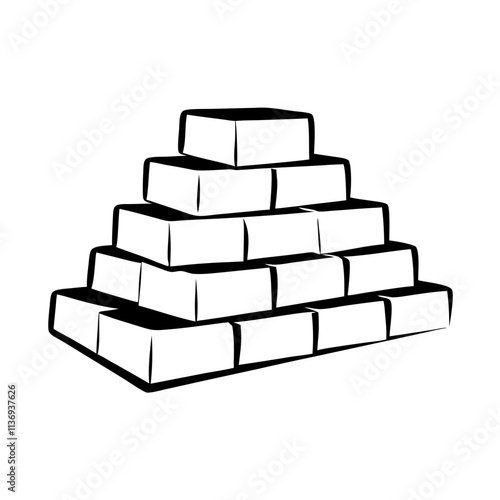 Stack of bricks icon in black and white vector illustration.