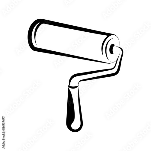 Paint roller tool icon in black and white.  
