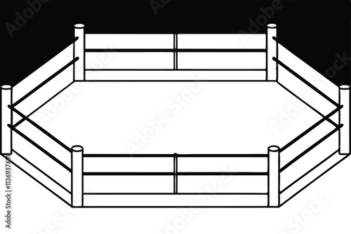 Boxing ring layout line art sketch