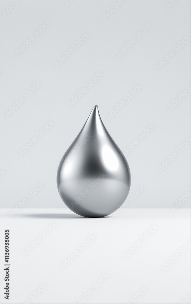 A sleek and reflective silver teardrop sculpture stands on a clean white surface, embodying elegance, simplicity, and modern art aesthetics. A sleek and reflective silver teardrop sculpture stands on a clean white surface, embodying elegance, simplicity, and modern art aesthetics.