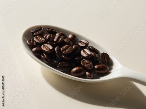 A spoonful of coffee beans ready to brew photo