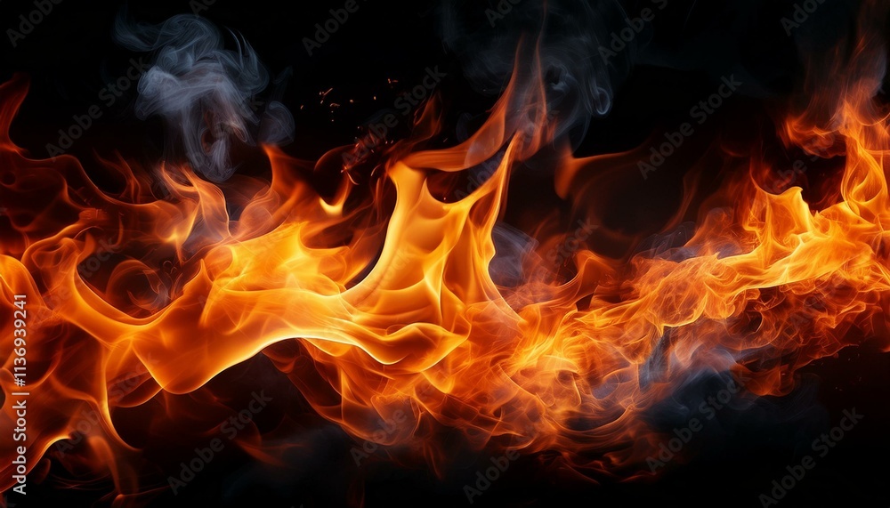 image de feu sur fond, noir, flammes brulantes en ia image de feu sur fond, noir, flammes brulantes en ia
