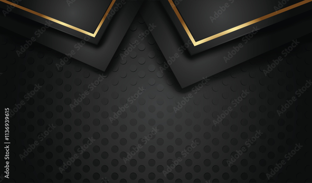 Elegant and futuristic abstract line gold on dots black background Elegant and futuristic abstract line gold on dots black background