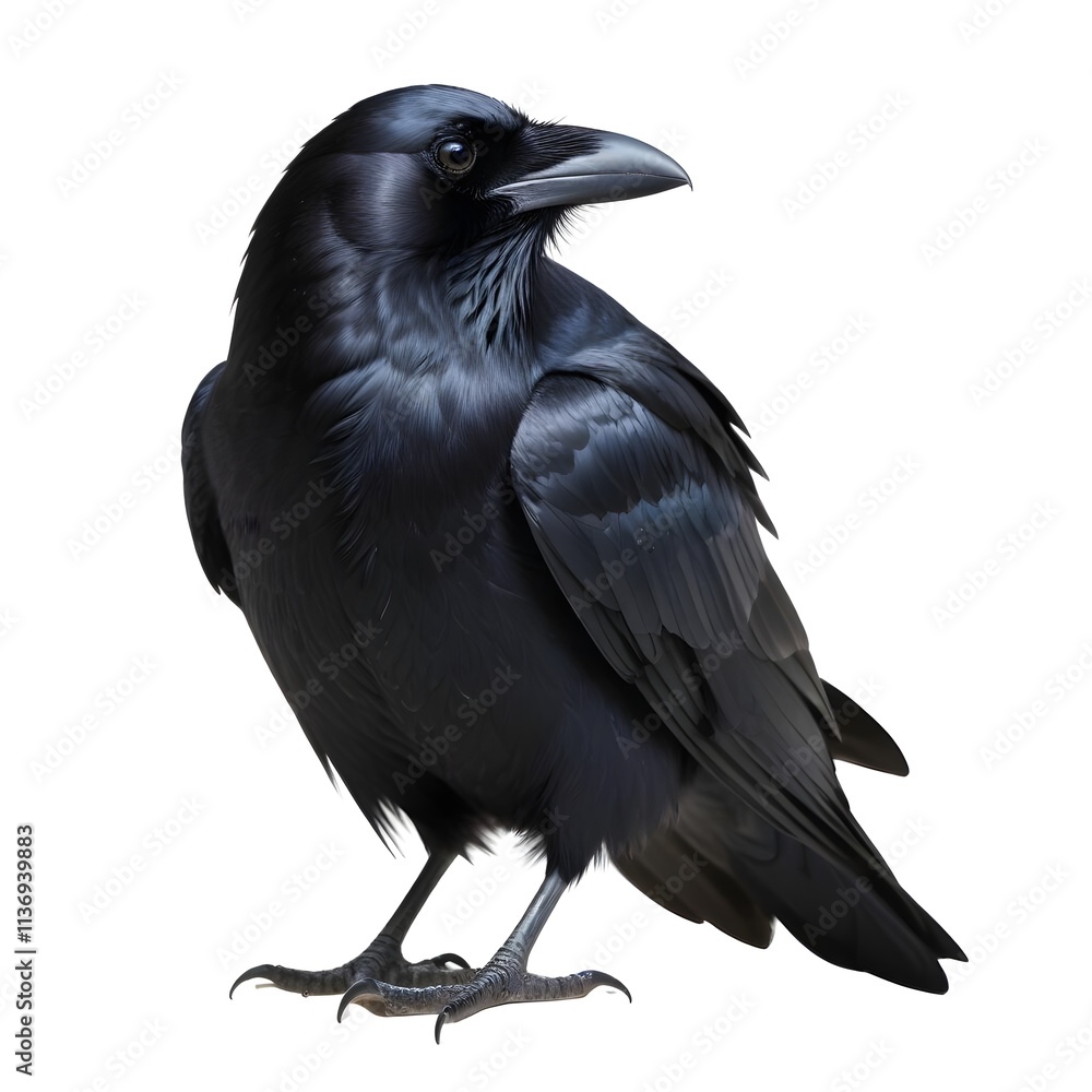 A close-up portrait of a black raven with its beak open, showing its sharp features and glossy feathers A close-up portrait of a black raven with its beak open, showing its sharp features and glossy feathers