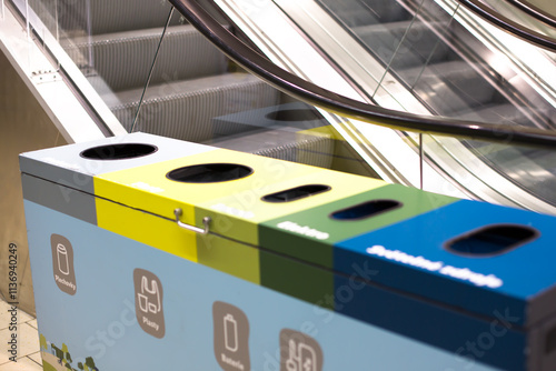 Recycling Bins with Plastic and Paper Dividers