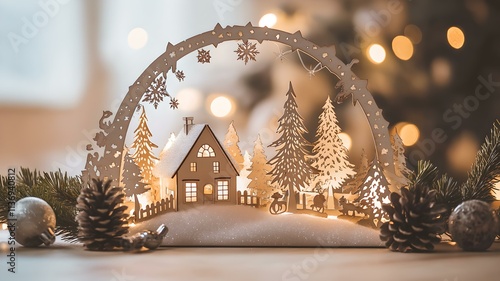 Traditional Erzgebirge Christmas Schwibbogen Scenes with Warm Lighting and Winter Charm - Wide Format