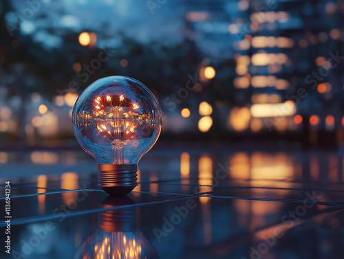 Wallpaper Mural Energieeffiziente Glühbirne in urbaner Nachtlandschaft

 Torontodigital.ca