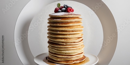 Vibrant Overhead View of Pancake Tower Delight photo