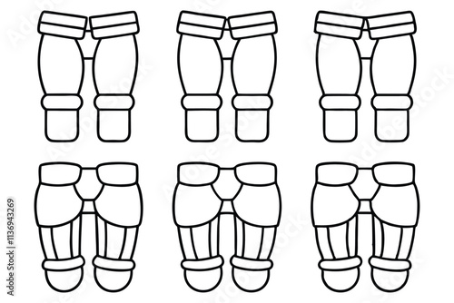 Cricket thigh pad line art creative outline