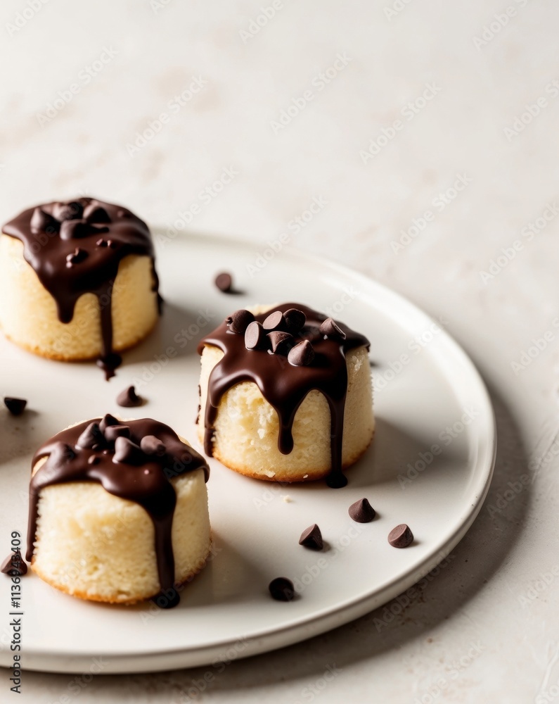 Delicious Chocolate Drizzled Mini Cakes with Chocolate Chips Delicious Chocolate Drizzled Mini Cakes with Chocolate Chips