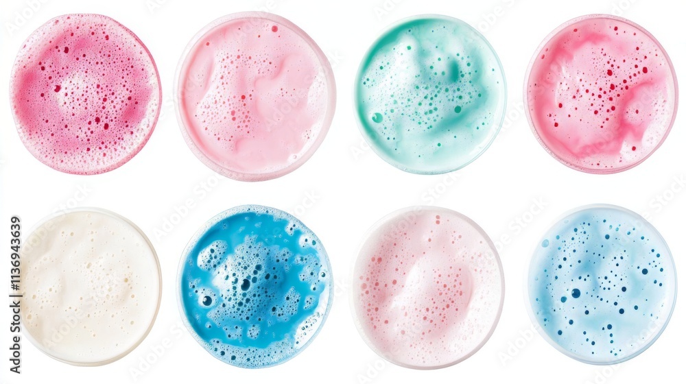 Colorful Drinks with Frothy Bubbles - A Refreshing Variety of Flavors Colorful Drinks with Frothy Bubbles - A Refreshing Variety of Flavors