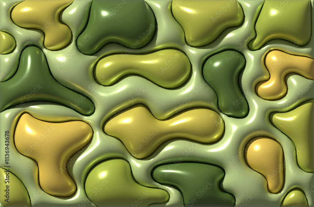Inflated green figures with shiny soft surface, 3D rendering illustration Inflated green figures with shiny soft surface, 3D rendering illustration