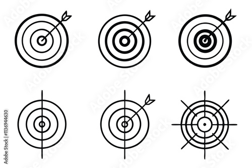 Archery Target Icon Line Art Illustration