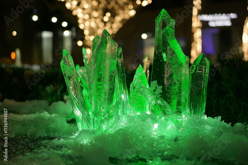 Schimmernde Lichter und Eiszapfen in einer winterlichen Landschaft

 photo