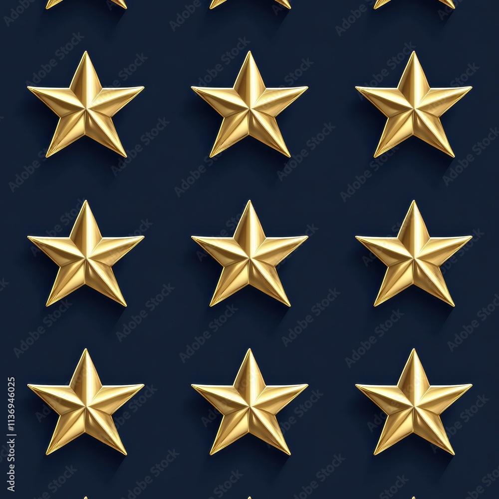 Obraz premium Bright golden stars in a flawless arrangement create a captivating pattern against a rich blue backdrop, perfect for various design needs. Generative AI