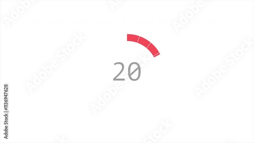 Counting 0 to 100 Percentage Loading red Circle on white Background