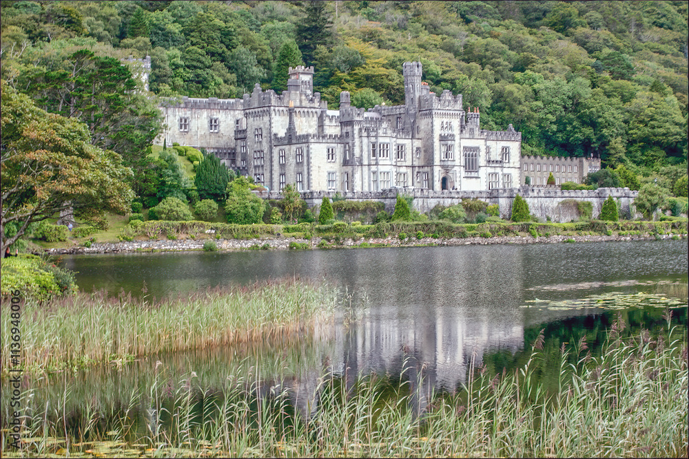 357 kylmore abbey, connemara, county, galway, reflected 357 kylmore abbey, connemara, county, galway, reflected
