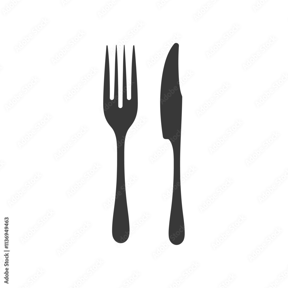 Fork and Knife Icon Set Vector illustration in black Fork and Knife Icon Set Vector illustration in black