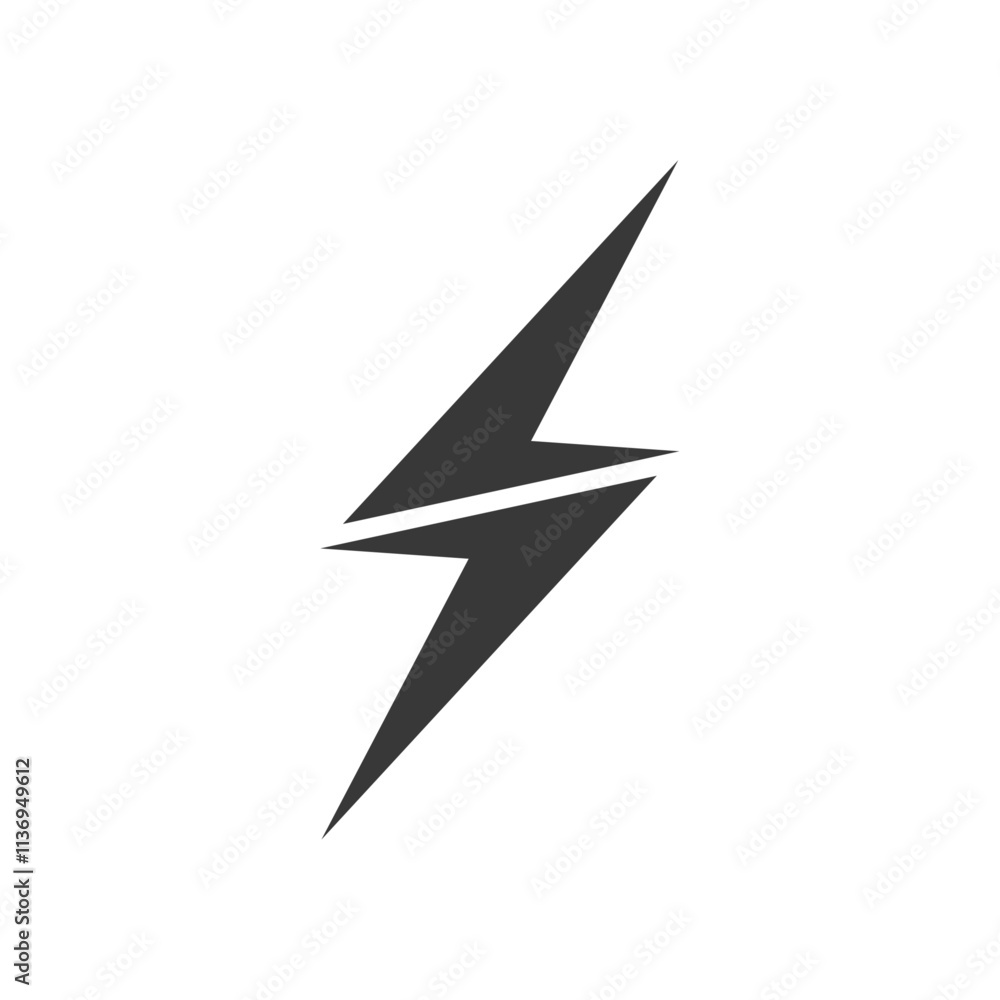 Lightning Icon Set Vector illustration in black Lightning Icon Set Vector illustration in black