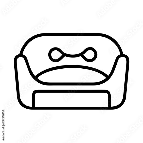 dog bed icon, dog day line art, dog day icon - simple black line art icon of dog bed, for dog day celebrations. dog day vector art.