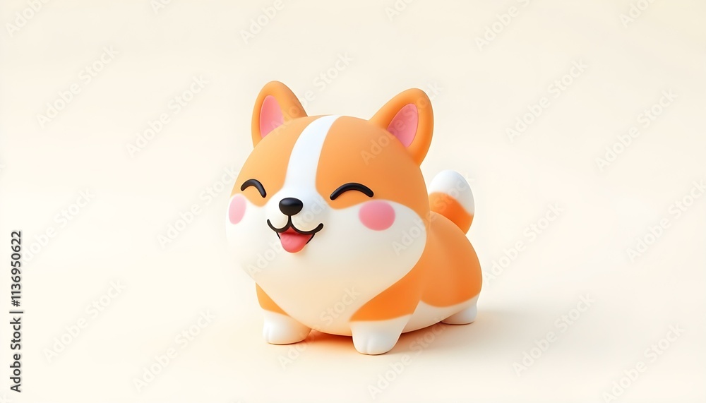 3D render of a cute corgi dog icon with a happy expression, isolated on a clean white background, showcasing its short legs and fluffy tail create with ai 3D render of a cute corgi dog icon with a happy expression, isolated on a clean white background, showcasing its short legs and fluffy tail create with ai