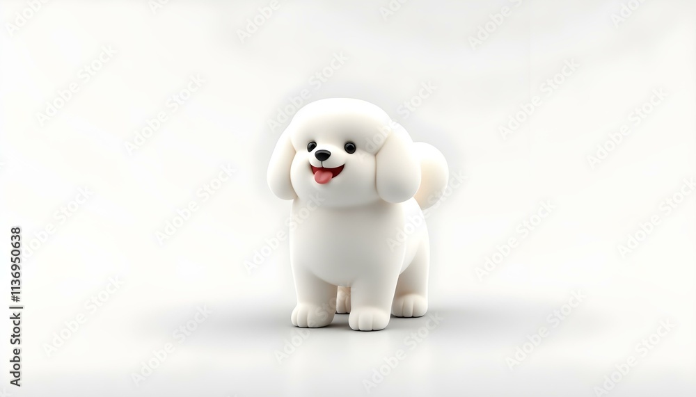3D render of a fluffy white bichon frise dog icon looking upwards, isolated on a smooth white background, with detailed fur and a cheerful expression create with ai 3D render of a fluffy white bichon frise dog icon looking upwards, isolated on a smooth white background, with detailed fur and a cheerful expression create with ai