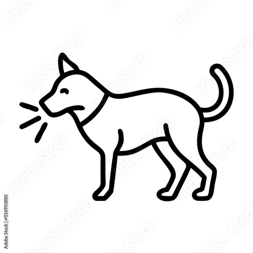 sniffing dog icon, dog day line art, dog day icon - simple black line art icon of sniffing dog, for dog day celebrations. dog day vector art.