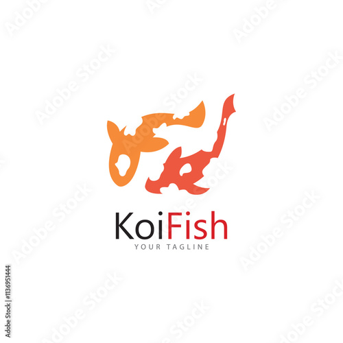 koi fish logo design vector template