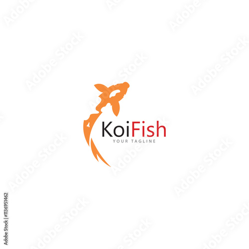 koi fish logo design vector template